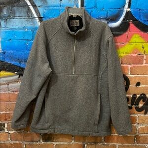 SUN ICE-mens gray wool blend 1/2-zip long sleeve heavyweight lined fleece jacket